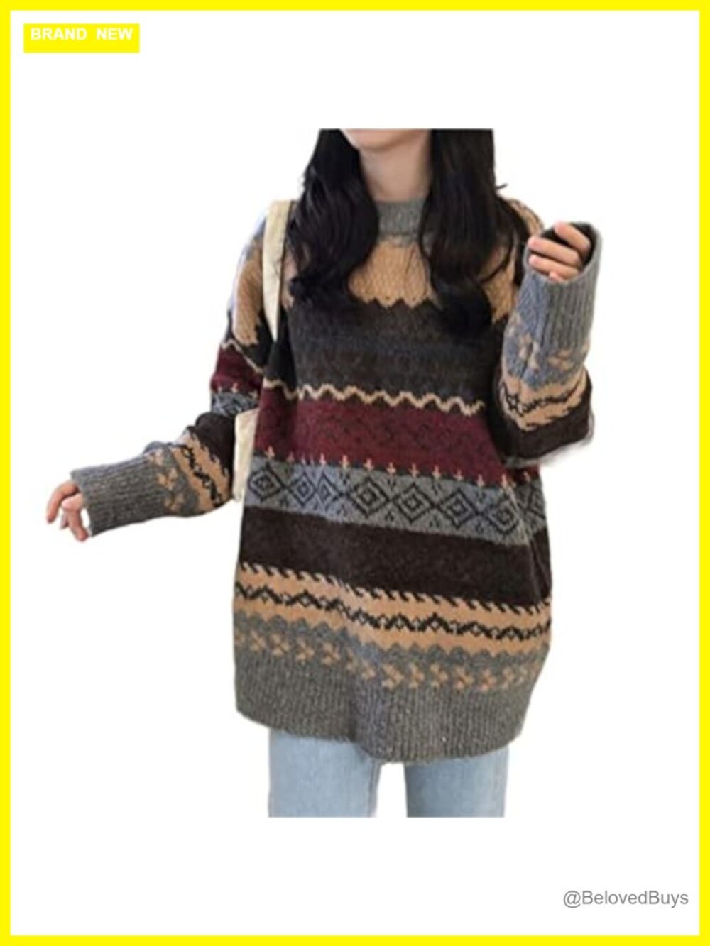 Oversized Cable Knit Pullover Sweater Loose Fit Retro Y2k Streetwear
